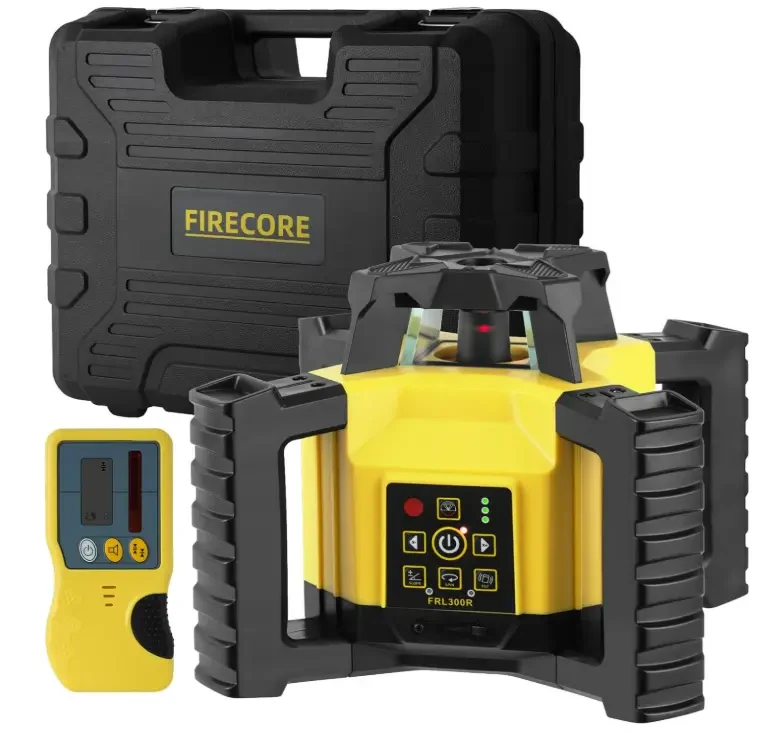 Firecore FRL300R Rotary Laser Level Kit with Receiver, Rechargeable Battery, Rod Clamp & Remote