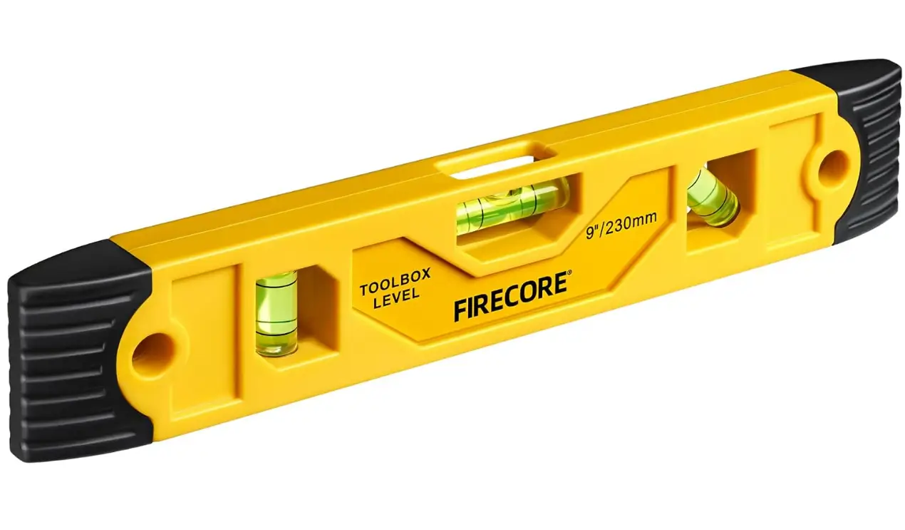 Firecore 9 Inch Magnetic Torpedo Level, Shockproof, 3 Bubble Vials at 45/90/180 Degrees